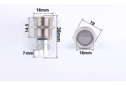 Adichip.net Metal LED Push Button with Retention - 16mm Green 2