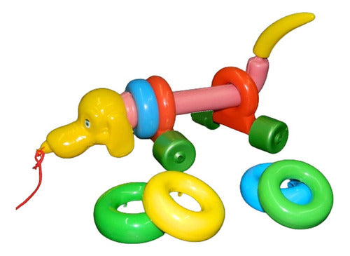 Ñlokij Pull Toy Dog with 7 Stacking Rings 1