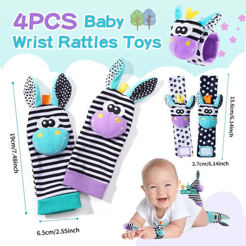 Sassy 2 Wrist Rattles 2 Socks Rattles Baby Stimulation Set 4 Pieces 5