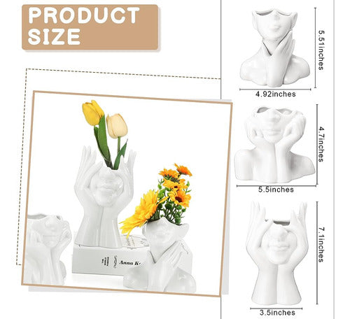 Sieral 3 Piece Ceramic Female Face Body Shaped Vase 1