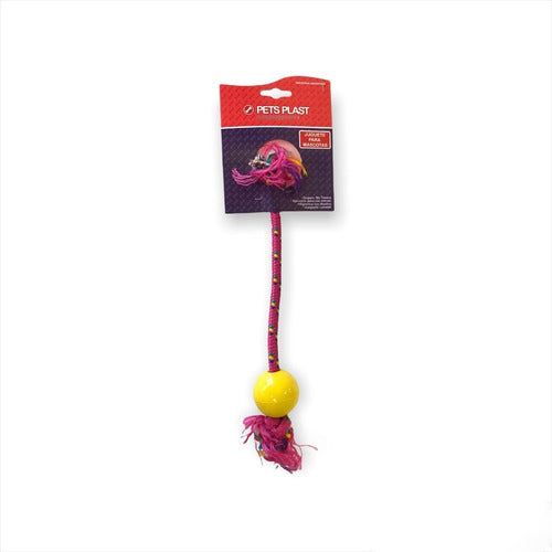 Pets Plast Double Knot Rope Toy with Rubber Ball - Small 0