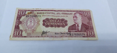 Billete De 10 Guaraníes  Año 1952 Origen Paraguay 0