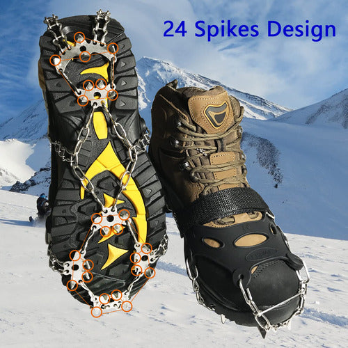 Tenspal Crampons Traction Ice Cleats Ice Snow Grips With Anti Slip 24 Stainless Steel Spikes - Size L 1