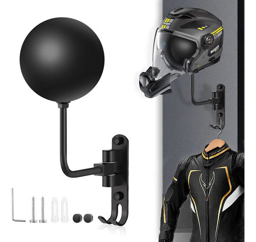 Motorcycle Helmet Rack Wall Mount 180 Degree Rotation Metal. 0