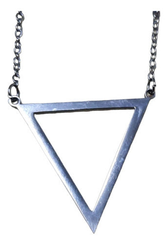 Destellos Luna Azul Collar Triangulo Calado Joyas En Acero Qururgico 0