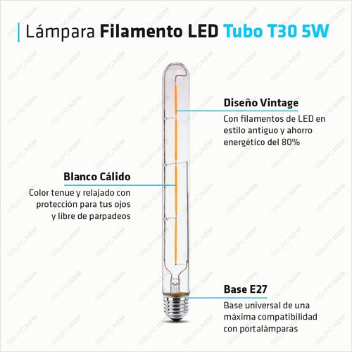 LED Tube Lamp 5W E27 Long Test Tube T30 1