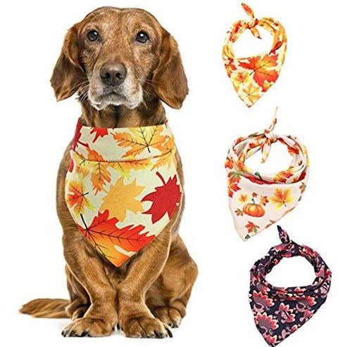 Yu-xiang Thanksgiving Dog Bandana Three Pack 0