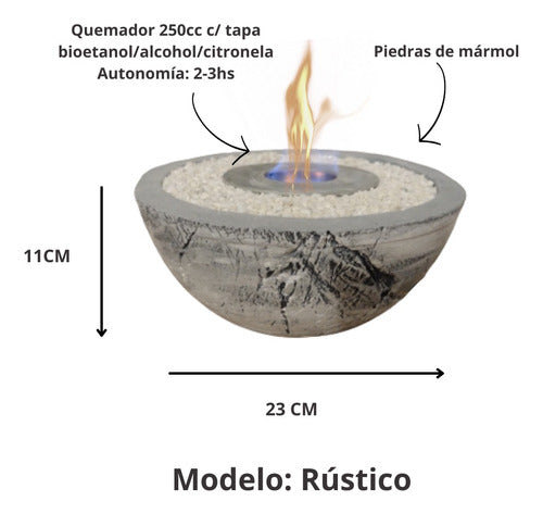 Rustic Cement Ethanol Burner 23cmx10cm by ARTE CALIZA 1