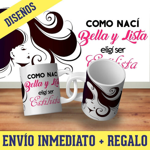 Kit Diseños Plantillas Tazas Profesión Estilista Sublimación 1