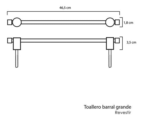 Revistir Toallero Barral Largo Accesorio Baño Negro 3