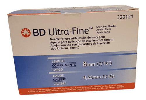 BD Ultra-Fine Insulin Needle 31G X 8mm (5/16") X 100 U 2