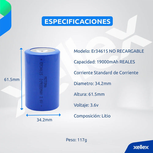 Motoma ER34615 Non-Rechargeable Battery Type D 3.6V 19000mAh 1