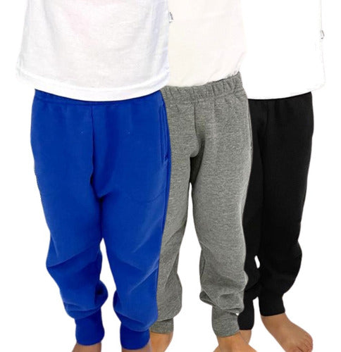 Pack of 3 Boys' Slim Fit Frizzy Jogging Pants 0