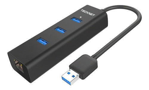 TeckNet Aluminum 3-Port USB 3.0 Hub with RJ45 10/100/1000 0