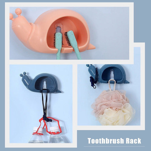 Adhesive Kids' Snail Design Toothbrush Holder Children's Bathroom 5