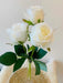 Set of 3 Premium Artificial White Roses with Green Leaves 2