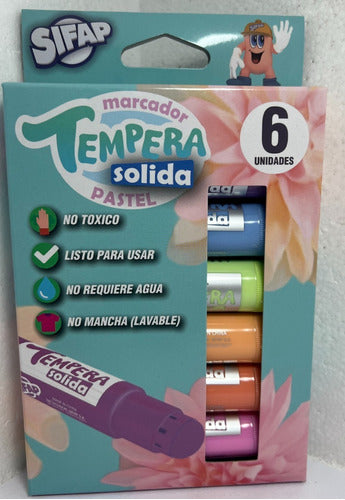 Solid Tempera Sifap Pastel Colors x 6 Units 1