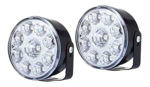 Kit 2 Faros 9 Leds Luz Auxiliar Reflector Accesorio Moto 0