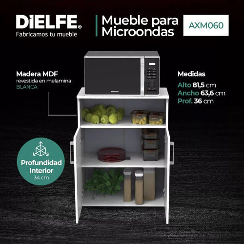 Modern Microwave Stand with Doors and Adjustable Shelves 3