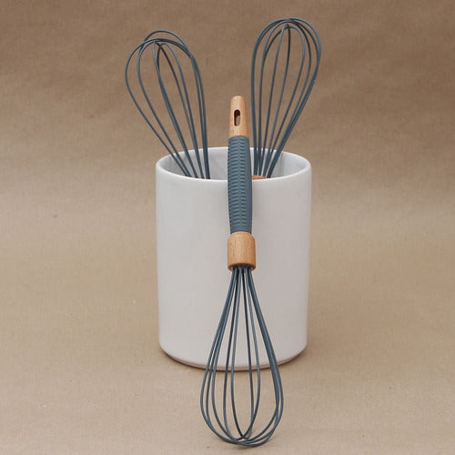 Potiers Home Silicone Whisk with Wooden Handle 1