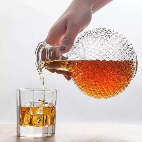 Crystal Whiskey Decanter 1.2 L Glass Carved with Stopper 7