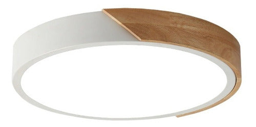 Chiaro Led Ceiling Light in White and Wood - A Modern Touch 0