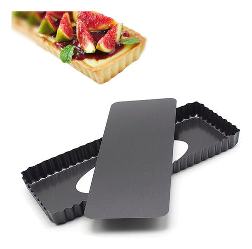 Vanly Removable Loose Bottom Rectangle Tart Pan Non-Stick 1