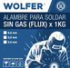 Wolfer Alambre Mig P/ Soldar Sin Gas Flux 0,9mm 1 Kg + Pico 2