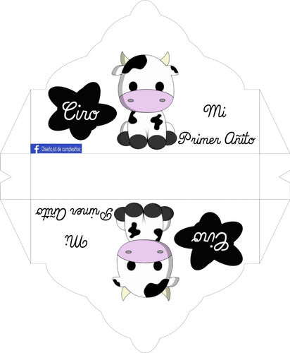 Diseño Vaca Kit Impresos Personalizados P/10 Niños 4