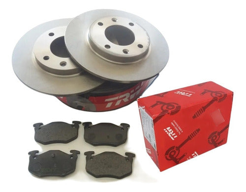 TRW Rear Brake Discs + Brake Pads for Peugeot 206 207 0