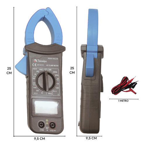 Alicate Amperímetro Digital Et-3111 Minipa 1000 A 1