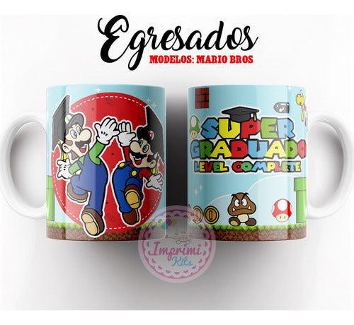 Plantillas Egresados Egresaditos Tazas Diseño Sublimar Mario 3