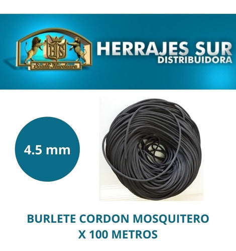 HS Burlete Cordón Mosquitero 4.5mm Rollo X 100 Metros Gris 1