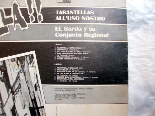 Tarantella All´uso Nostro - El Sarda Y Su Conjunto Vinilo Ex 2