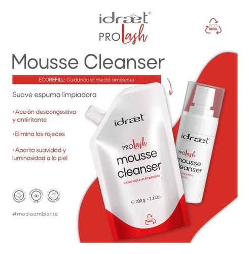 Mousse Cleanser Refill Pro Lash Espuma Limpieza 200gr Idraet 1