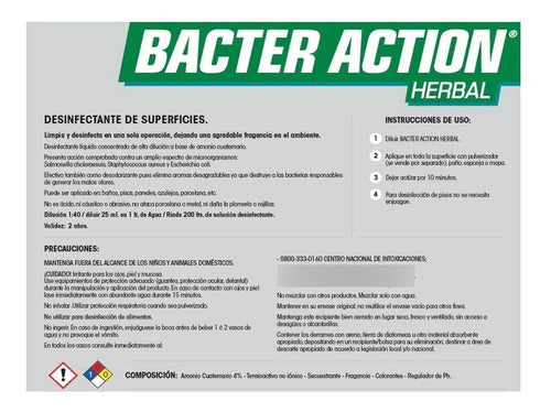 Desinfectante Bacter Action Herbal Bidon X 5 L Aprob Anmat 4