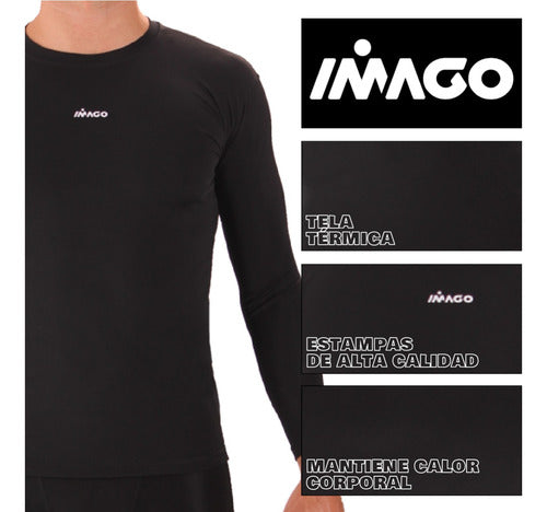 Thermal Long Sleeve Plain Black T-Shirt for Adults by Imago 5