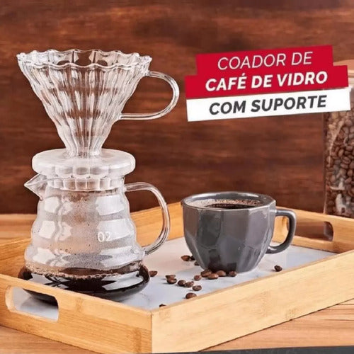 Cafeteira Vidro Suporte Jarra E Tampa Coador Café 650 Ml 3