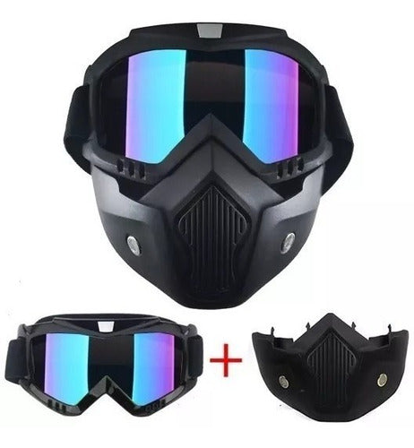 FAS MOTOS Air Flow Open Face Mirrored Goggles 0