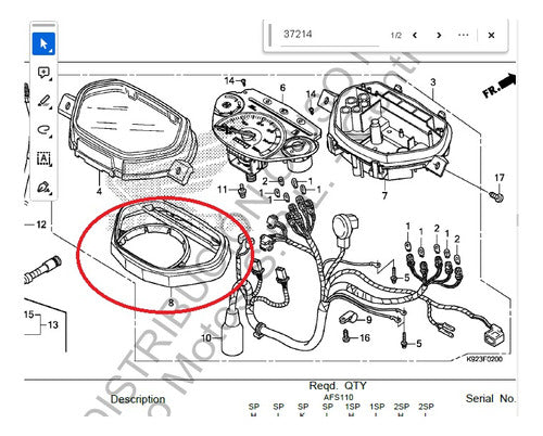 Honda Internal Speedometer Plate Original for Wave 110 S - Centro Motos 1