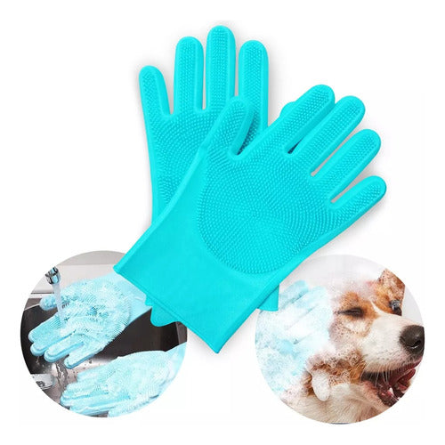 World Tech Silicone Dishwashing Gloves with Integrated Sponge 0