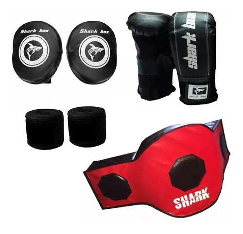 Protector Cabezal C/pómulos Boxeo Marca Shark Box Cuero Sint 6