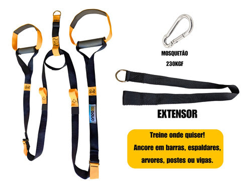 Trx Fita De Treinamento Suspenso + Suporte Para Barra Fixa 1