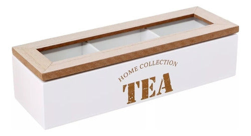 Trendy Store Rectangular Wooden Tea Box with 3 Divisions 0