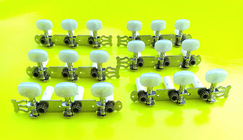 Jinho Classical Guitar Tuning Pegs Nickel Plated with Nacre Buttons 2