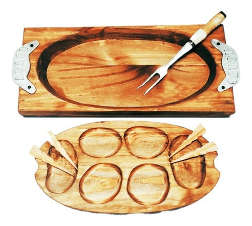 Maderas Artesanales al Pasar Asado Serving Tray and Barbecue Kit 6