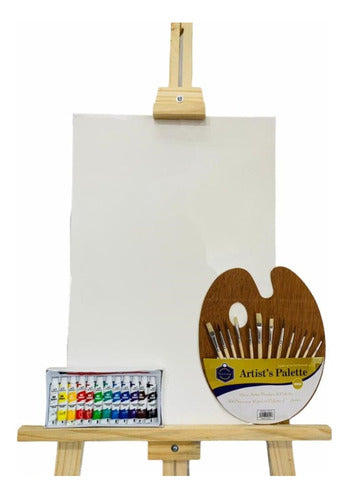 Acrylic Painting Set with Easel, Brushes, and Palette - Oil Paint Kit 0