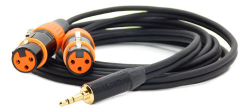 Audio Adapter Cable 3.5mm Stereo Plug to 2 Female Mono Canon XLR 1