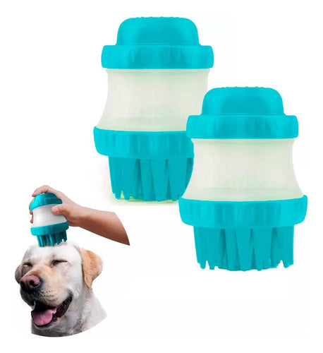 Oasis Kit X2 Cepillo Dispenser Shampoo Silicona Medidor Mascotas 0