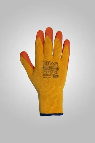 Seamless Knitted Glove with Rough Orange Latex Coating 1
